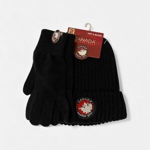 Canada Weather Gear Black Hat & Glove Set - NWT **